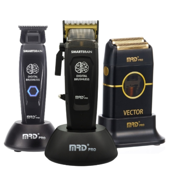Професійний набір для стрижки MRD PRO Smartbrain + Vector Black 90-4B-3 (Машинка  + Тример + Шейвер)