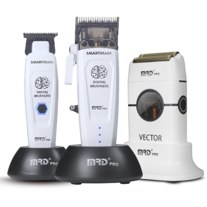 Професійний набір для стрижки MRD PRO Smartbrain + Vector White 90-4W-3 (Машинка  + Тример + Шейвер)
