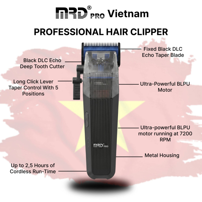 Професійна машинка для стрижки MRD PRO Cyborg Track GTR чорна HC-666CT-B