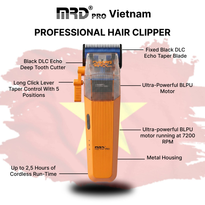 Професійна машинка для стрижки MRD PRO Cyborg Track GTR orange HC-666CT-HO