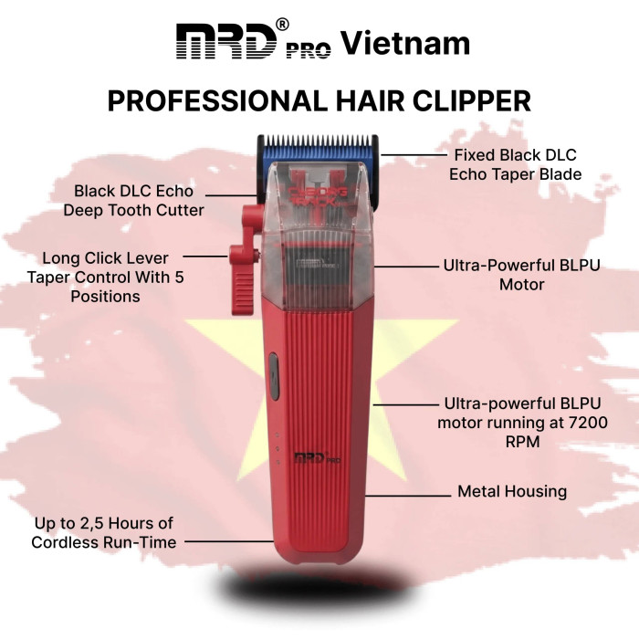 Професійна машинка для стрижки MRD PRO Cyborg Track GTR red HC-666CT-R